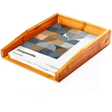 Regal za dokumente, pladenj za shranjevanje, preprosta zasnova, mere: 25,3 × 5,8 × 33 cm, bambus