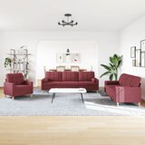  3-dijelni set sofa s ukrasnim jastucima boja vina od tkanine | Eponuda.com