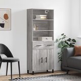 vidaXL Visoka komoda siva sonoma 69,5x34x180 cm inženirski les | Shoptok.si