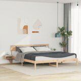 vidaXL Konstrukcija postelje Rjava 200 x 200 cm Trdna borovina | Shoptok.si