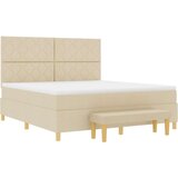 vidaXL Krevet s kutijom s madracem i klupom krem 180x200 cm tkanina | shoptok.hr