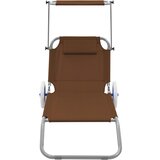 Maison Chic Zložljiv Ležalnik - Sončna ležalnik s streho in kolesi jeklo taupe, (22043530) | Shoptok.si