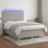  The Living Store Box spring postelja z vzmetnico LED sv. siva 140x200 cm blago - Box Spring Postelja, (21455772) Cene