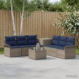  Set sofe 8 kom. Siva i tamnoplava Poli Rattan i čelik | shoptok.hr