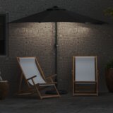 vidaXL Vrtni dežnik Črna 294 x 150 x 224 cm blago | Shoptok.si