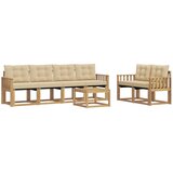 vidaXL Zunanja garnitura za sedenje z blazino 7 pcs Bela in bež, (5000270742) | Shoptok.si