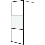 Pregrada za tuš crna 80 x 195 cm s napola mutnim staklom ESG | shoptok.hr