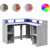Maison Chic Pisalna miza - pisarniška miza - Računalniška miza z LED lučkami siva sonoma 130x130x91 cm inž. les, (21785498) Cene