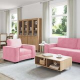  3-dijelni set sofa s jastucima, ružičasti baršun | Shoptok.si