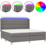  Box spring postelja z vzmetnico LED temno siva 200x200 cm blago, (20724503) | Shoptok.si