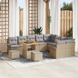vidaXL 12 delni vrtni kavč s blazinami bež poli ratan acacia | Shoptok.si