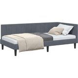 vidaXL Kotna postelja z vzglavjem Temno siva 100 x 200 cm Žamet | Shoptok.si