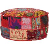 vidaXL tabure večbarven okrogel, bombaž, ročno izdelan 40x20 cm rdeč | Shoptok.si