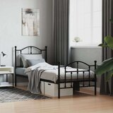 Metalni okvir kreveta uzglavlje i podnožje crni 80x200 cm | shoptok.hr