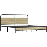 Metalni Kovinski posteljni okvir brez vzmetnice sonoma hrast 183x213 cm, (21610889) | Shoptok.si