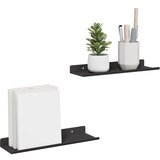  Polica na zidu s policom Zidne 2 pcs Crna 80 x 9 x 2.5 cm | shoptok.hr