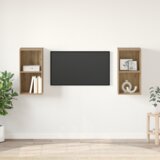 vidaXL TV Kabinet za Zid 2 pcs Umjetnička hrastovina 37 x 37 x 72 cm u