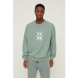 Trendyol Mint Men's Oversize Crew Neck Long Sleeve Printed Sweatshirt Cene