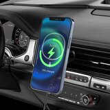 hoco. Držač za automobil (CA90 Powerful) s magnetskim držačem, bežičnim punjenjem, 15 W za ventilacijski otvor - crni | shoptok.hr