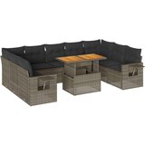  10-dijelni set vrtnih sofa od poliratana s jastucima sivi | shoptok.hr