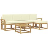 vidaXL Zunanja garnitura za sedenje z blazino 6 pcs Bela in krem, (5000279474) | Shoptok.si
