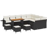 vidaXL 13-delni vrtni sofa set z blazinicami Črni poli ratan akacija, 4-delni vrtni jedilni set z blazinicami Črni poli ratan akacija Cene