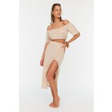 Trendyol Beige Button Detailed Carmen Collar Blouse-Skirt Set cene