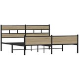 Metalni Kovinski posteljni okvir brez vzmetnice sonoma hrast 183x213 cm, (21608083) | Shoptok.si