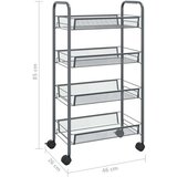 vidaXL 4-nadstropni kuhinjski voziček siv 46x26x85 cm železo | Shoptok.si