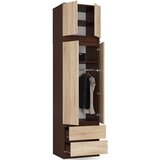 AKORD Garderobna Omara Z Nadgradnjo, 2 Vrata In 2 Predala, Wenge/Hrast Sonoma, (5000331605) | Shoptok.si