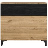 Marckeric Crna/natur niska komoda u dekoru hrasta 80x74 cm Kronos - Cijene
