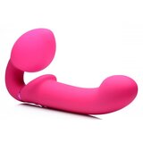 Strap U Vibrirajoč strap-on dildo brez pasu in z dalinjcem, roza Cene