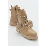 LuviShoes Cell Women's Boots with Dark Beige Skin and Stones. Cene