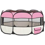  Sklopiva ogradica za pse s torbom za nošenje roza 145x145x61 cm | Eponuda.com