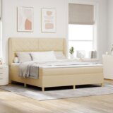 Box Spring Krevet s Madracem Krem 180x200 cm Tkanina | shoptok.hr
