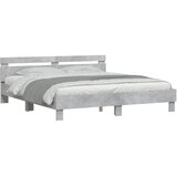  Okvir za krevet s uzglavljem i LED siva boja betona 160x200 cm | Eponuda.com