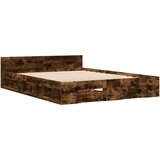  Posteljni okvir s predali dimljen hrast 140x190 cm inž. les | Shoptok.si