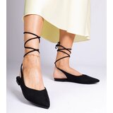 Gemre Black flat-heeled ankle-tie pumps Karlioz | ePonuda.com