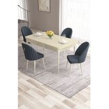 Hanah home trpezarijski set Roz, sto na razvlačenje i 4 stolice, krem ploča, bele noge, antracit tkanina Babyface | Eponuda.com