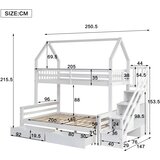 Möbrio Pogradna postelja - 90x200 cm + 140x200 cm - z lestvijo za shranjevanje in dvema predaloma - bela, (22060386) | Shoptok.si