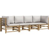  4-dijelna vrtna garnitura od bambusa sa svjetlosivim jastucima | shoptok.hr