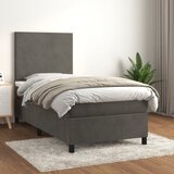 Maison Chic Box spring postelja - Vzmetna postelja z vzmetnico temno siva 100x200 cm žamet SL13219, (21908196) | Shoptok.si