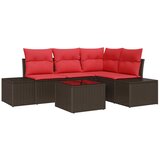 vidaXL Vrtna sedežna garnitura z blazino 5 pcs Rjava in rdeča, (5000021254) | Shoptok.si