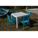  Baštenski set zara 4 stolice i sto sa staklom 90x90 belo plavi | ePonuda.com