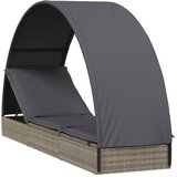 LEŽAJ za sunčanje s krovom sivi 211 x 57 x 140 cm poliratan | shoptok.hr