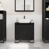 vidaXL Omara pod umivalnikom črni hrast 60x35x60 cm inženirski les | Shoptok.si