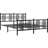 vidaXL Kovinski posteljni okvir z vzglavjem in vznožjem črn 150x200 cm, (21128087) | Shoptok.si