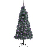 vidaXL Umjetna božićna jelka s lampicama i setom kuglica Zelena 210 cm | shoptok.hr