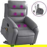 Maison Chic masažni naslanjač - Relax naslanjač s funkcijo vstajanja sivo umetno usnje, (22062671) | Shoptok.si