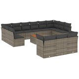 vidaXL Vrtna sedežna garnitura 14-delna z blazinami siv poli ratan, (21071916) | Shoptok.si
